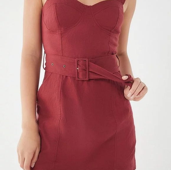 (NWT URBAN OUTFITTERS burgundy dress size 2 xs - Picture 1 of 14